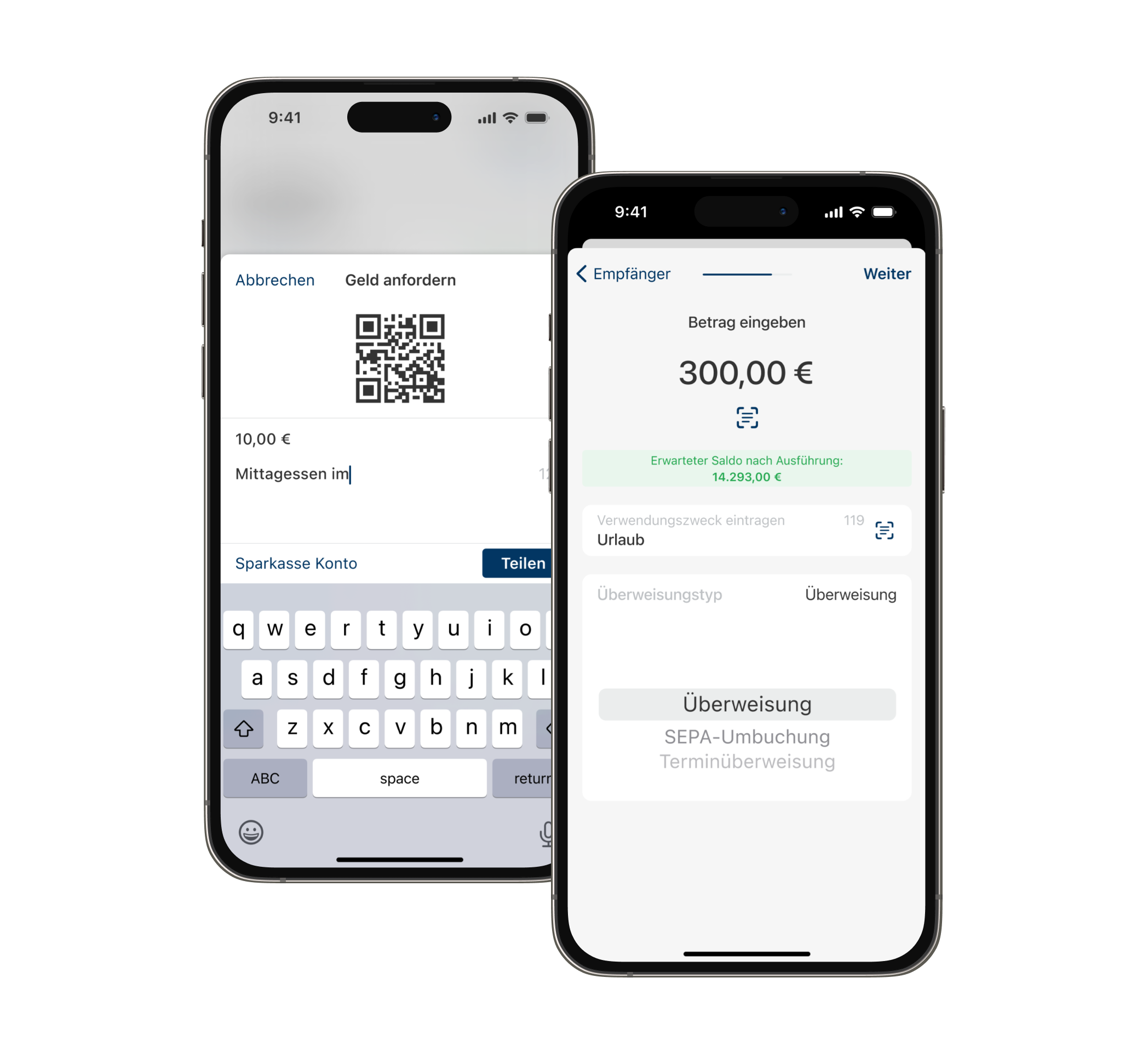Geld überweisen und anfordern